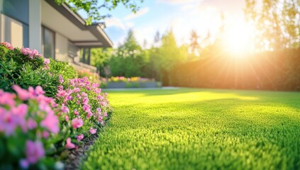 Serene Suburban Garden: A Summer's Day in Bloom
