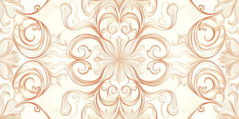 Subtle ivory and champagne vintage tile design with intricate patterns.