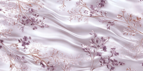 Delicate lavender and rose gold botanical pattern with flowing organic shapes and shimmering textures.