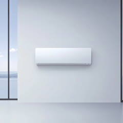 A smart air conditioner with sleek white style, providing efficient cooling in a clean white setting