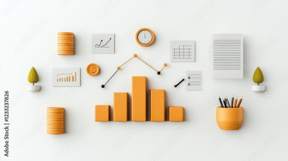 Aufkleber business icons for data extraction and financial analysis visualization modern minimalist flat desig