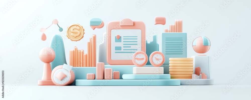 Poster comprehensive financial report analysis icons graphs and visualizations showcasing key financial dat