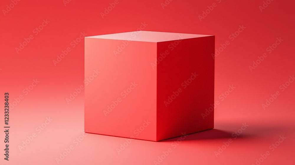 Aufkleber Red Cube on Red Background Simple Minimalist Design