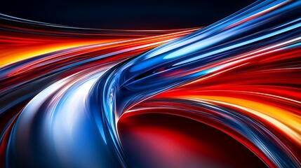 Abstract swirling red blue and white light streaks