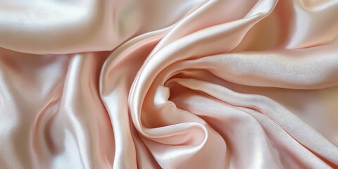 Obraz premium Delicate blush pink satin texture with soft draping and glowing light reflections.