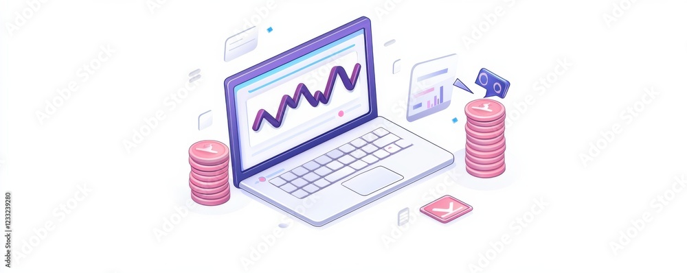 Poster capex reporting icon for data extraction and financial analysis theme clean modern isometric depicti
