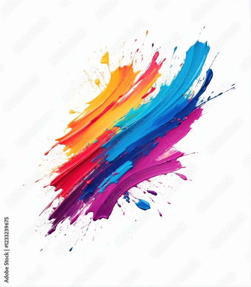 Poster vibrant brush strokes sweep across the canvas in a dynamic burst of color
