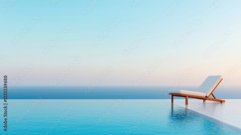 Poster breathtaking view from a luxurious infinity pool with the sun dipping below the horizon creating a s