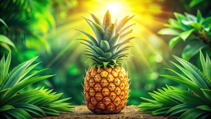 Fototapeta premium Stunning Portrait Photography of a Fresh Pineapple with Vibrant Colors and Artistic Composition for Food Lovers and Tropical Fruit Enthusiasts