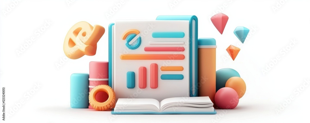 Aufkleber colorful 3d business report icon for capex data visualization financial analytics and strategic plan