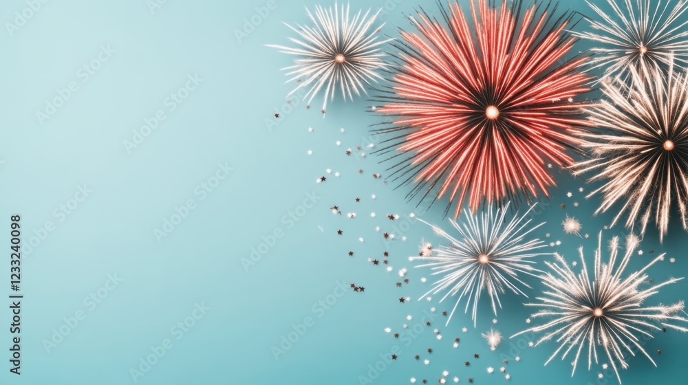 Poster captivating fireworks display with vibrant colors and striking bursts explosive and dazzling pyrotec