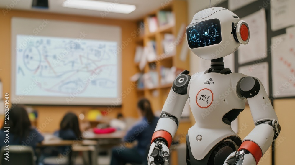 Poster educational robot assisting students in classroom learning environment