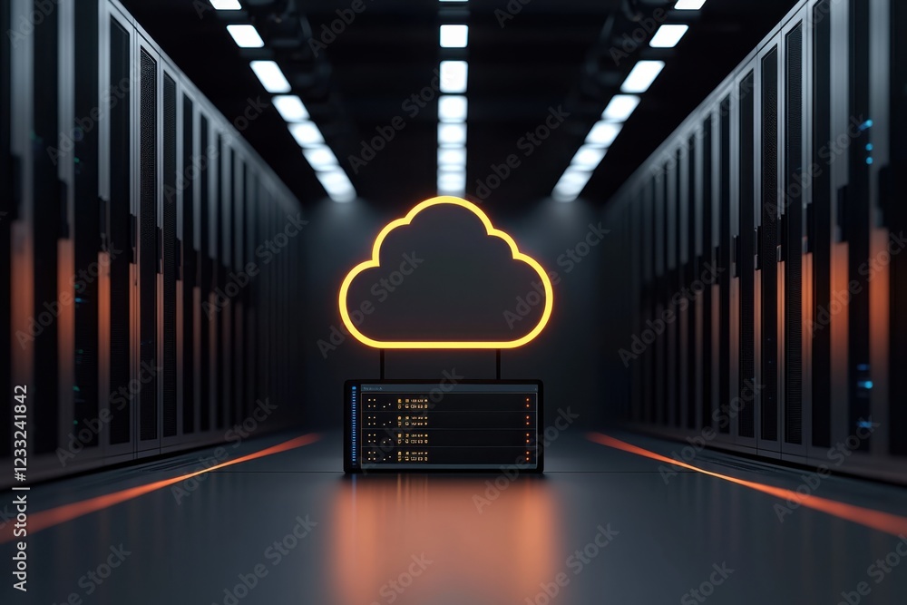 Poster cloud technology enabling digital transformation a futuristic dark environment showcasing the power 