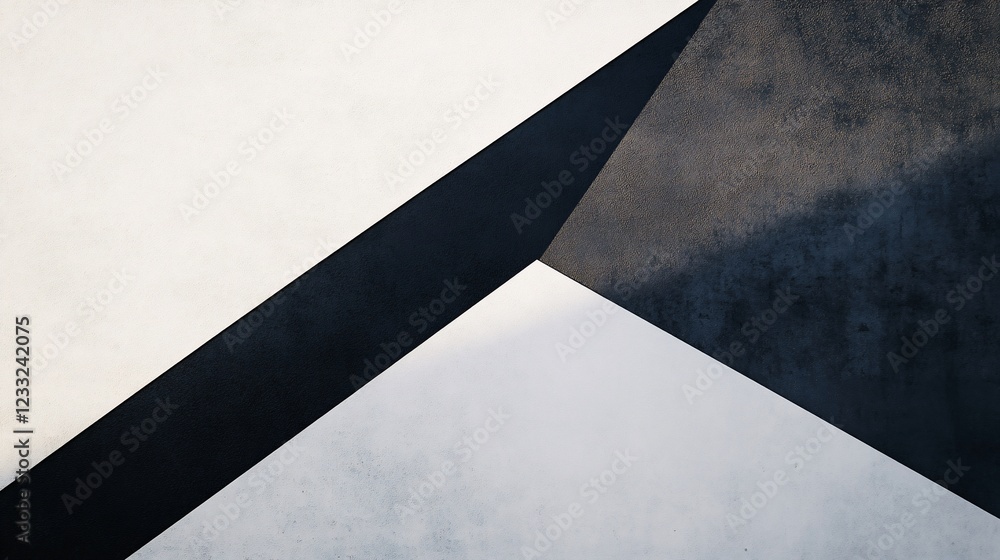 Poster abstract geometric design with intersecting black and white planes creating dynamic composition