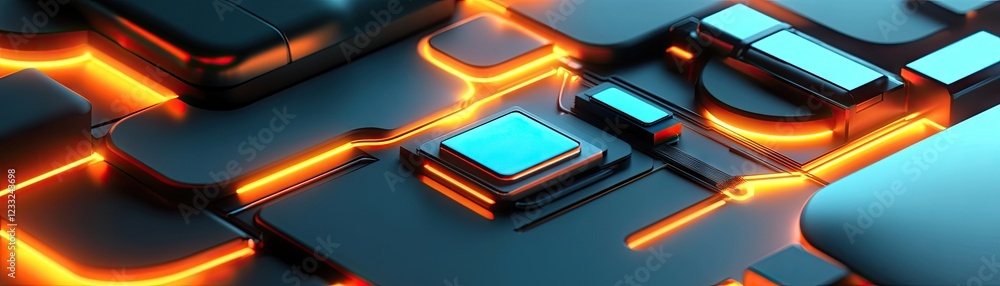 Poster abstract tech background, glowing circuits, digital network, future tech design, website header