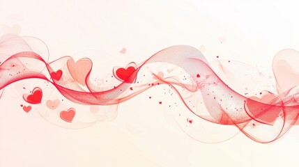 Romantic Red Swirl with Hearts for Valentine’s Day or Love Theme