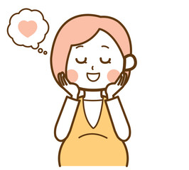うっとりする妊娠中の女性のイラスト