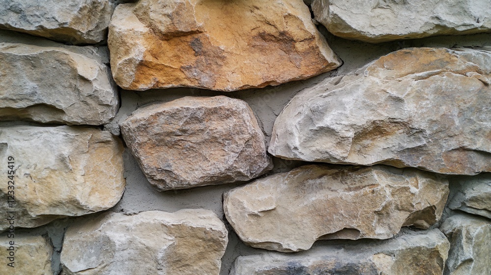 Aufkleber close-up image of a textured stone wall with different shapes and color of the rocks