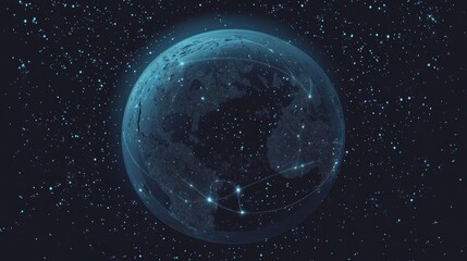 Fototapeta premium Stunning Digital Rendering of Earth with Starry Background Scene