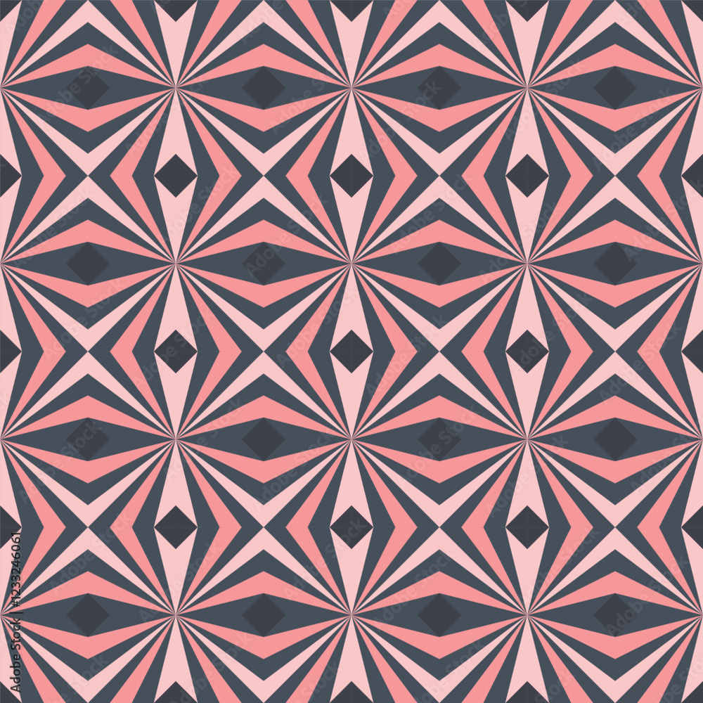 Aufkleber seamless geometric pattern featuring a repeating design of interlocking shapes in a captivating colo