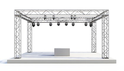 Metal stage lighting truss structure with platform