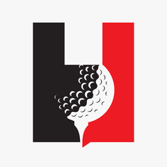 Initial Golf Ball On Letter H Logo Design Vector Template. Golf Logo Sign