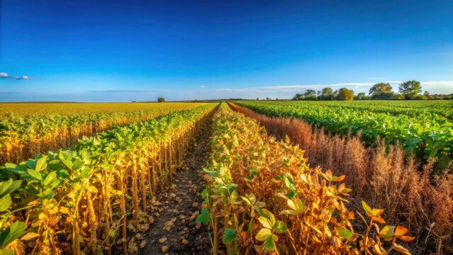 Wilting Waterhemp and Weeds in Soybean Field After Herbicide Application - Impact of Dicamba on Agricultural Crop Management and Weed Control Strategies