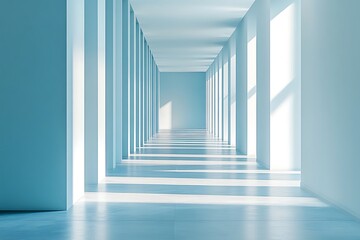 Fototapeta premium Spacious Office Corridor with White Wall Sets Professional Tone for Collaboration 