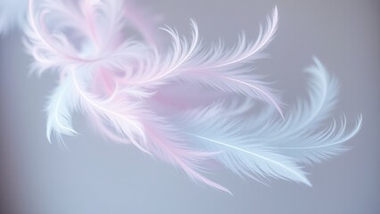 a close up of a white feather flying through the air,