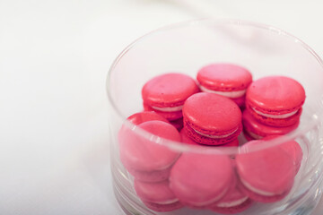 Pink macarons, French dessert, cookies