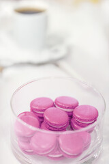 Pink macarons, French dessert, cookies