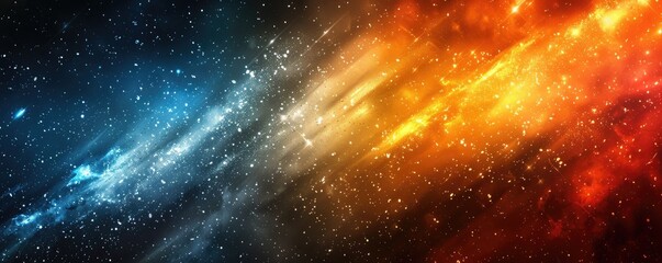 Naklejka premium A vibrant cosmic scene with swirling colors representing space and celestial phenomena.