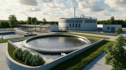 Fototapeta premium Water treatment facility with flowing clean water