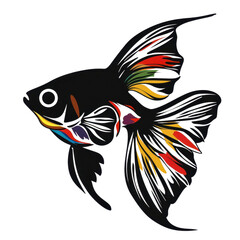 Obraz premium Colorful Artful Goldfish in Elegant Swimming Pose with Flowing Fins