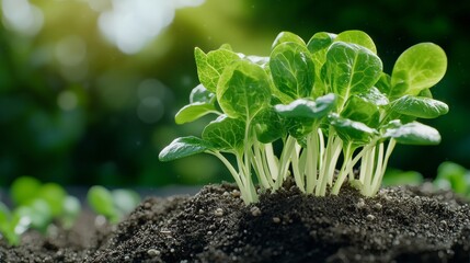 Delightful 3D Cartoon Animation Featuring a Close Up of a Plant Happily Growing in Rich, Brown Dirt Full of Life and Joyful Energy