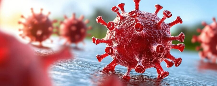 Close-up of a virus under microscope.