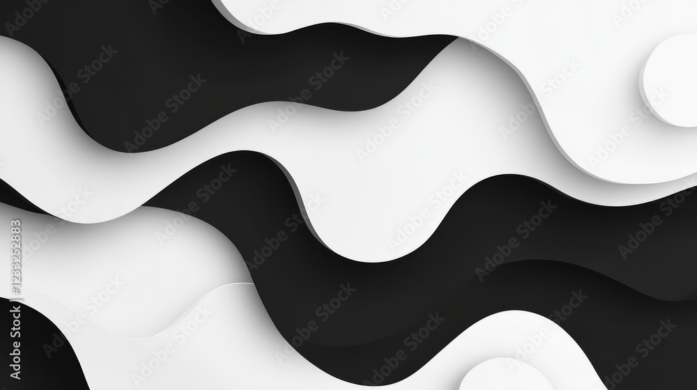 Aufkleber abstract black and white wavy paper-like layers create a visually striking and modern design. the co