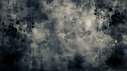 Obraz premium Abstract grey and black textured background with splashes and stains.