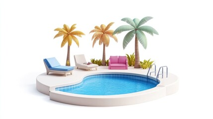 Obraz premium Isolated 3D illustration depicting a swimming pool on a white background.