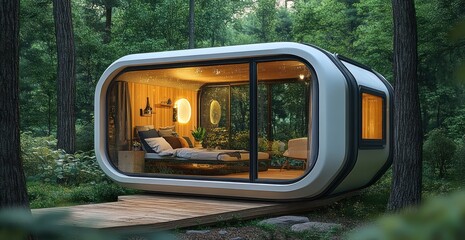 Modern Eco-Capsule Retreat in Lush Forest