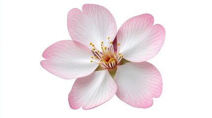 Delicate Pink and White Cherry Blossom Flower Isolated on White Background