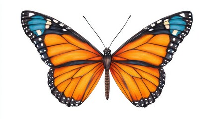 Colorful Monarch Butterfly with Detailed Wings Displayed Open