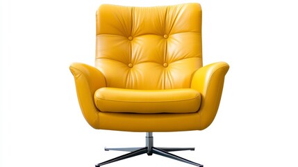 Naklejka premium Stylish Modern Yellow Leather Chair with Soft Cushions and Design