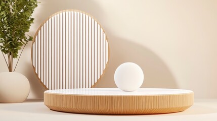 Fototapeta premium Minimalist Design with Round Table and Decorative Elements