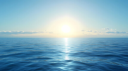 Obraz premium Endless horizon of the vast blue ocean during sunrise. horizon. illustration. Ocean Horizon. Illustration