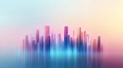 Fototapeta premium Futuristic city skyline emerges from mist, showcasing modern architecture and vibrant colors, captivating urban landscape of tomorrow.