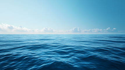 Obraz premium Minimalist ocean horizon in serene blue tones low angle. Ocean Horizon. Illustration