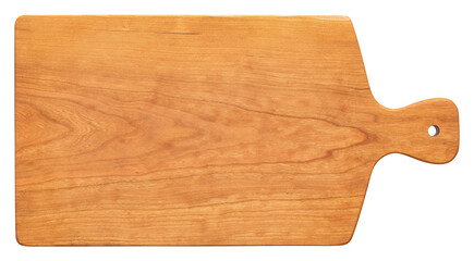 Handmade cherry wood chopping board. wooden cutting board. Empty cherry wood chopping board. cutting board isolated on white background