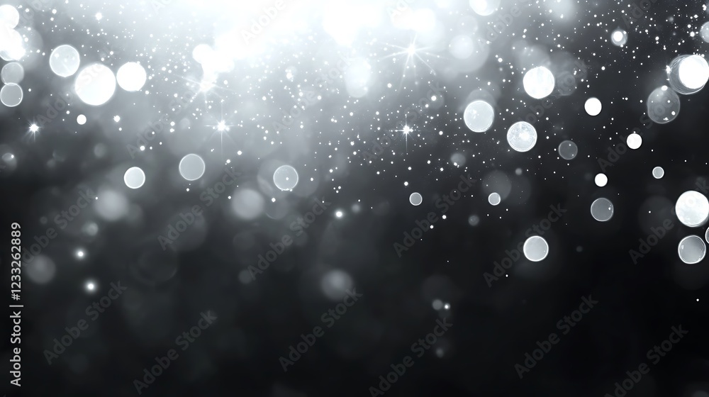 Poster abstract silver bokeh background with sparkling lights