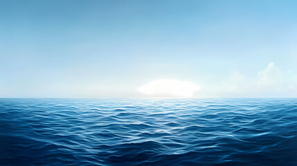 Fototapeta premium A realistic painting showcasing a vast expanse of ocean. Ocean Horizon. Illustration